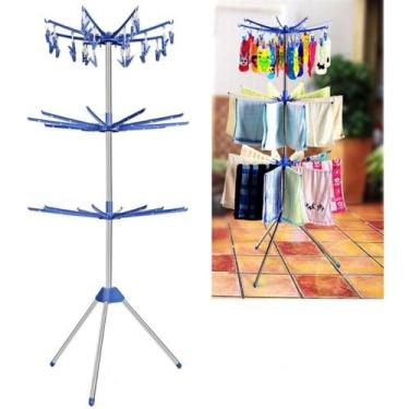 Imagem de Varal chao triplo torre dobravel desmontavel 24 prendedores multifunci
