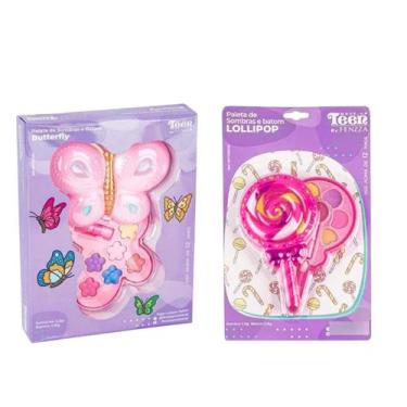 Imagem de Kit Maquiagem Infantil Paleta Sombras Batom Lollipop Borboleta Complet