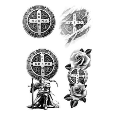 Imagem de Tatuagem Temporaria Medalha São Bento - Cartela Com 4 Und - Premium