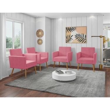 Imagem de Kit 4 Poltronas Decorativas Escritório Sala Recepção Larah Suede Rosê 