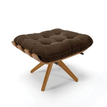 Imagem de Puff Giratório Costela Suede Marrom Base de Madeira MA30 M11 - D'Rossi