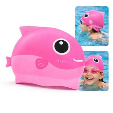 Imagem de Touca De Natação Infantil Silicone Kids Peixinho Impermeável - Genéric