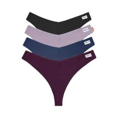 Imagem de Conjunto De Calcinhas De Algodão Waffle Para Mulheres, Sexy, Com Cintu