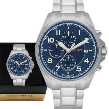 Imagem de Relógio Orient Solartech Masculino Cronógrafo Prata Original MBSSC302 