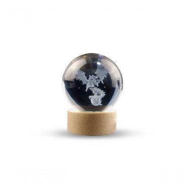 Imagem de Luminária Abajur USB Dragão para Decoração com Esfera de Vidro 3D LED Planetário Transparente Apex