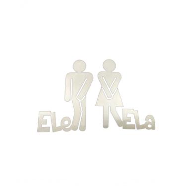 Imagem de Plaquinha para Banheiro [F031] Sinalização Masculino e Feminino Kit 2 Peças MDF 3MM Branco Trovarelli Móveis