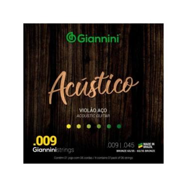 Imagem de Encordoamento Para Violão Aço .009 Giannini Geswal Acústico