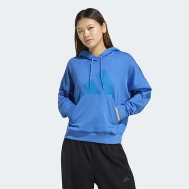 Imagem de Moletom Adidas Com Capuz Feminino, Azul, G