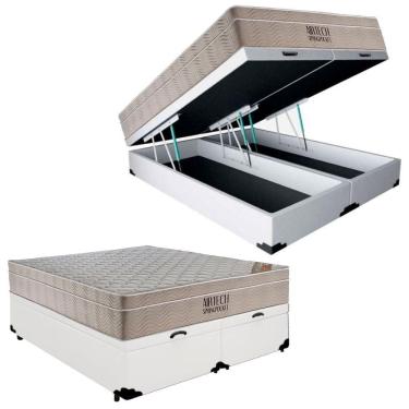 Imagem de Cama  Box Baú  Casal Bipartido  Sintético + Colchão Ortobom Airtech Molas Ensacadas 65x...