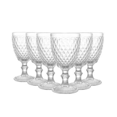 Imagem de 6 Taças para Vinho Lyor Bico de Abacaxi de Vidro 265ml