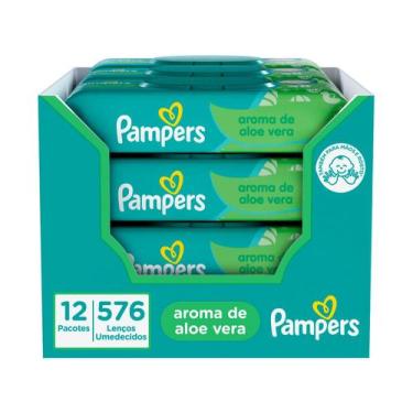 Imagem de Lenço Umedecido Pampers Aloe Vera 12 Pacotes com 48 Unidades Cada