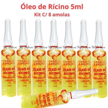 Imagem de Óleo De Rícino Cabelo E Brilho 5ml - Kit C/ 8 Ampolas - Arovitel