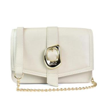 Imagem de Bolsa Beira Rio Off White Feminino Alça Corrente Dourado -, Branco off