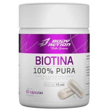 Imagem de Biotina 100% Pura - 60 Cápsulas - Bodyaction - Body Action