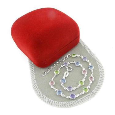 Imagem de Pulseira Feminina 16/20cm Colorida 5mm Folheada Prata PL487 - WNBIJOUT