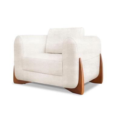 Imagem de Poltrona Decorativa Nuvina para Sala Boucle Confortável com Braços Estruturados Bege Lo...
