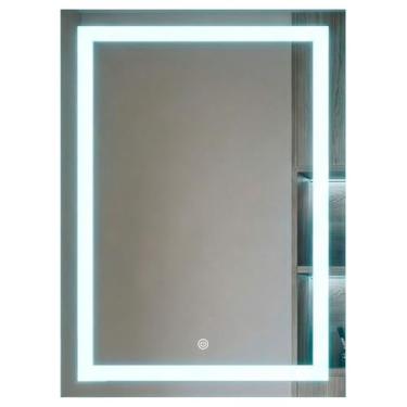 Imagem de Espelho LED Retangular 80x60 Luz Fria 6000K Touch Bivolt – Iluminação Clara e Precisa para Maquiagem e Banheiro