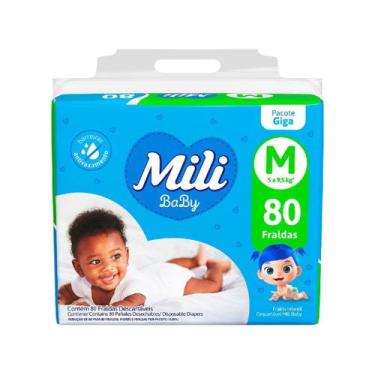 Imagem de Fralda Mili Baby Tamanho M Pacote Giga 80 Unidades Descartáveis