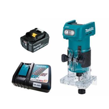 Imagem de Tupia Manual 6mm 1/4" A Bateria 18V DRT52Z 5Ah Makita Biv.