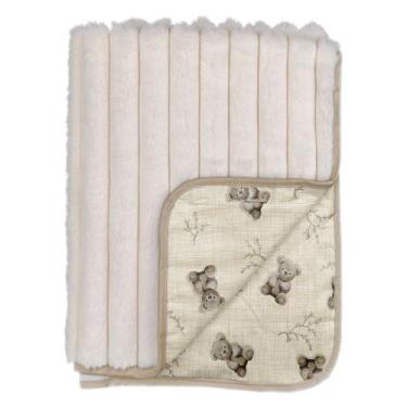 Imagem de Manta Canelada para Bebê 70cm x 90cm Baby Joy, Urso Bege