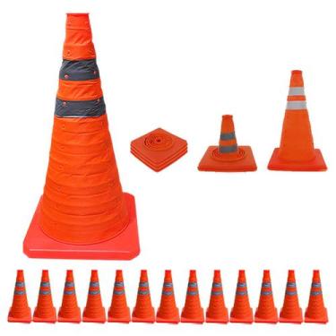 Imagem de Cone Sinalizaçao Retratil Kit 13 Uni Flexivel Alerta Aviso Seguranca O