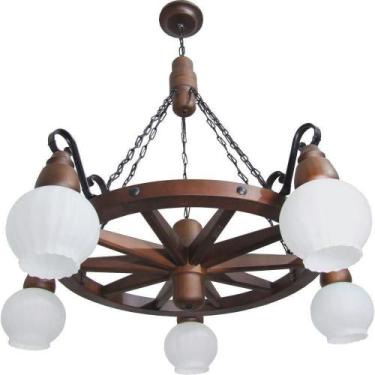 Imagem de Lustre Roda De Carroça Muller Envelhecida 5 Lâmpadas 605e - LUMINÁRIAS