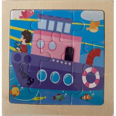 Imagem de Brinquedo Infantil  Quebra Cabeça Madeira 9 peças - Silvier, Barco