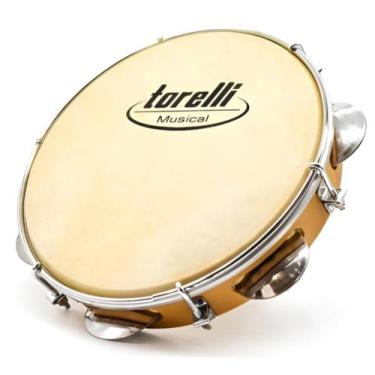 Imagem de Pandeiro De 8'' Em Abs Com Pele Animal Torelli Tp800 - Natural