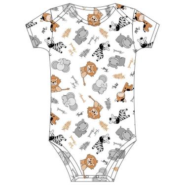 Imagem de Body Manga Curta Basic+ Algodão Branco Estampa Selva