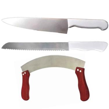 Imagem de Kit Faca 32cm + Faca Serrilhada + Faca Meia Lua - Vale Importadora e D