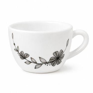 Imagem de Conjunto 6 Xicaras Porcelana Branca Detalhe Preto 130ml Design Elegant