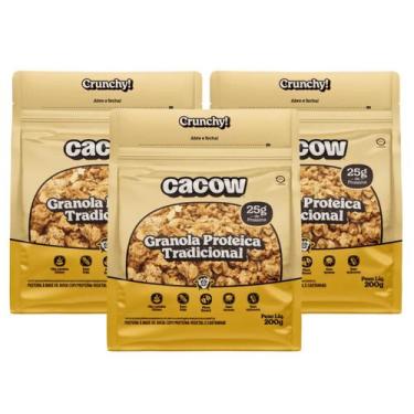 Imagem de 3x Granola Proteica Cacow Tradicional 200g -, Tradicional