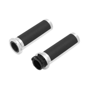 Imagem de Manoplas De Guidão Cromadas Pretas 1" (25mm) Para Motocicletas Harley 