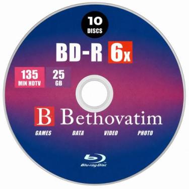 Imagem de Kit 10 Mídias Virgens Blu-ray Bethovatim BD-R 25GB Printable