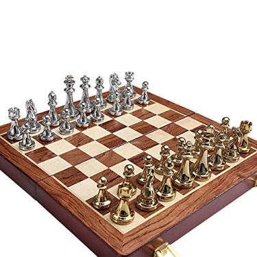 Conjunto de peças para jogo de xadrez europeu em metal