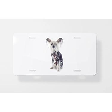 Imagem de Capa para placa de carro de cachorro de crista chinesa – Capa para placa de carro – Capa para moldura de placa de carro 15 x 30 cm