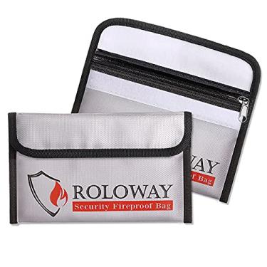 Imagem de ROLOWAY Bolsa pequena à prova de fogo (12,7 x 20,3 cm), bolsa de dinheiro à prova de fogo sem coceira para dinheiro, objetos de valor, passaporte, moeda e chaves (pacote com 2 pratas)
