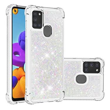 Imagem de Caso de capa de telefone de proteção Glitter Case para Samsung Galaxy A21S. Caso para mulheres meninas feminino sparkle líquido luxo flutuante moto rápido transparente macio Tpu. Capa de celular