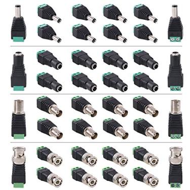 Imagem de Hilitchi 40 peças (10 pares x macho + 10 pares x fêmea) 5,5 mm x 2,1 mm fêmea macho Conector de energia CC conector de bala BNC macho para Led Strip CCTV Cabo de segurança extremidade de plugue adaptador de tambor