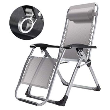 Imagem de HIOD Cadeira dobrável reclinável para sala de estar, cadeira para jardim, pátio, praia, espaguão, cadeira dobrável para almoço, cinza - A