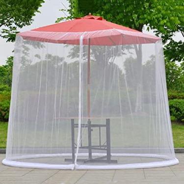 Imagem de Foern Mosquiteiro de guarda-chuva para pátio, tela de mosquito, redes de mosquiteiro com porta de zíper para ambientes externos, spray de rede de pátio para concelho de jardim, branco, central
