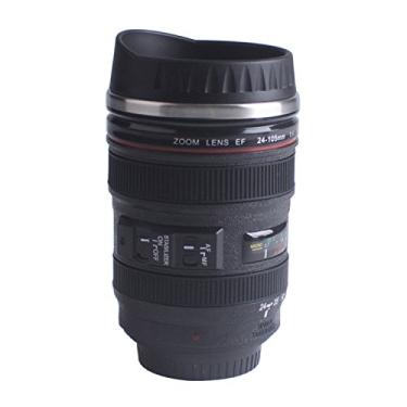 Imagem de Caneca de café para câmera com lente para viagem térmica com tampa