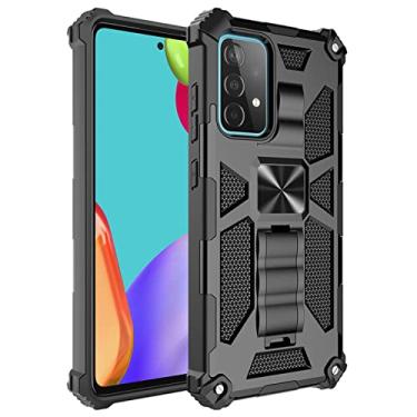 Imagem de ZiEuooo Capa de telefone com suporte magnético de metal TPU rígido para Samsung Galaxy S22 S21 S20 Ultra Plus FE A73 A53 A33 5G Shell, capa traseira de proteção total (preta, A55 5G)