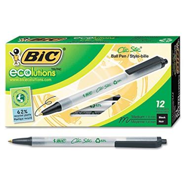 Imagem de Caneta esferográfica retrátil BIC CSEM11BK Ecolutions Clic Stic, tinta preta, 1 mm, médio, dúzia