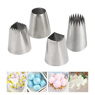 Imagem de Conjunto de pontas de tubulação GG 4 peças, pontas de cobertura redondas quadradas de aço inoxidável, dicas de decoração de bolos para cupcakes e pastelaria, bolos de fondant
