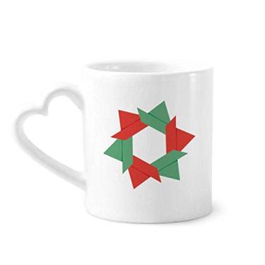 Imagem de Caneca abstrata com estampa de origami de flores de Natal café cerâmica copo de coração de vidro