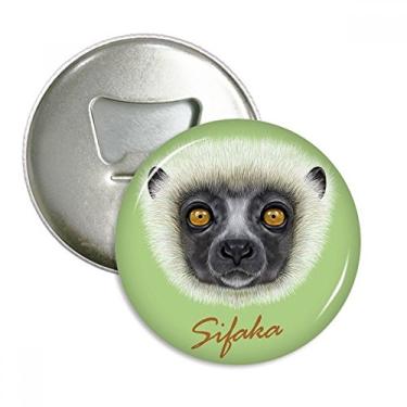 Imagem de Emblema multifuncional branco e fofo macaco Sifaka abridor de garrafas com ímã de geladeira