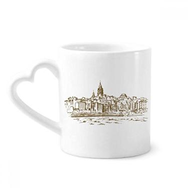 Imagem de Caneca de cerâmica com desenho de paisagem do rio Turquia copo de coração de vidro