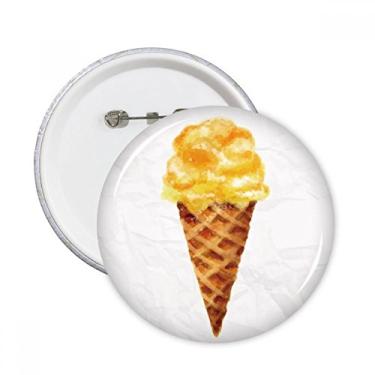 Imagem de Aquarela amarela doce sorvete alfinetes redondos emblema botão decoração acessório 5 peças