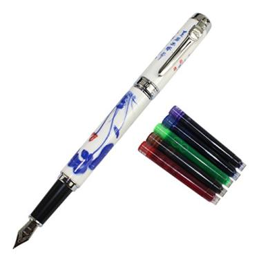 Imagem de Caneta-tinteiro de luxo Jinhao 950 azul e branco dragão de porcelana ponta média 18 kg, Lotus
